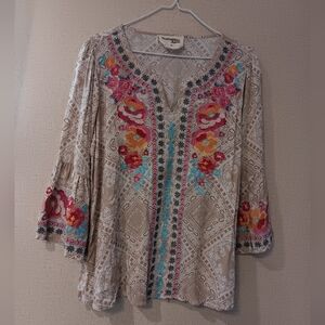 Savanna Jane  Multicolor Embroidered Blouse Sz M